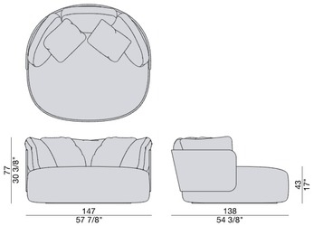 Размеры Кресло Porada Calin XL Размеры Кресло Porada Calin XL