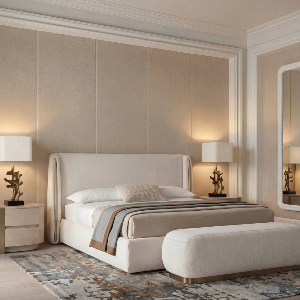 Кровать Fratelli Barri Lode 226 x 223 x h117,5 см, с мягким изголовьем и решёткой