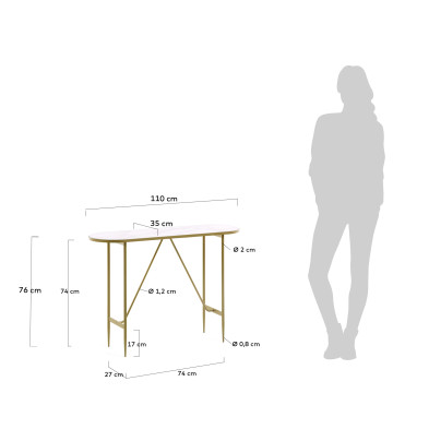 Консоль La Forma Elisenda 110 x 35 x h76 см, золотой, белый