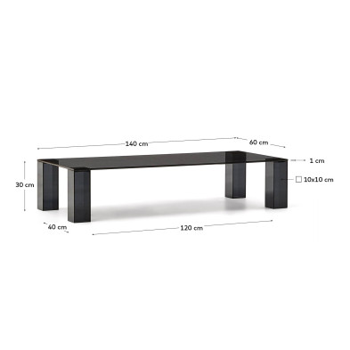 Журнальный столик La Forma Adularia 140 x 60 x h30 см, из тёмно-серого стекла