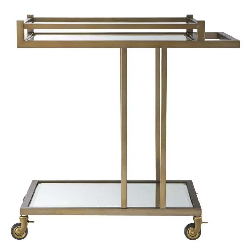 Приставной столик-тележка Eichholtz Beverly Hills 78 x 46 x h73,5 см, нержавеющая сталь и зеркальное стекло - стиль