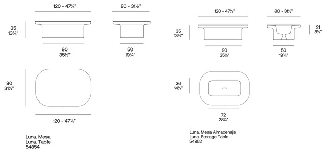 Размеры Журнальный стол Vondom Luna