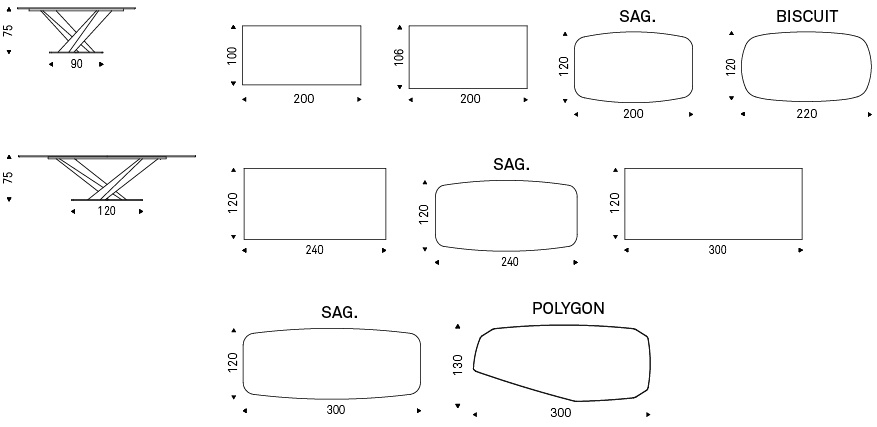 Размеры Стол в столовую Cattelan italia Stratos Keramik