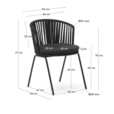 Садовый стул La Forma Saconca 59 x 56 x h77 см, чёрный