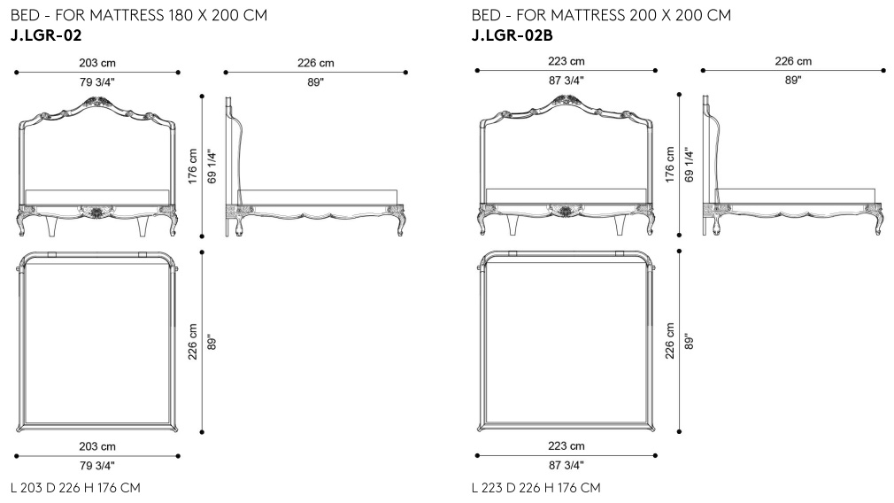 Размеры Кровать Jumbo Collection Légère