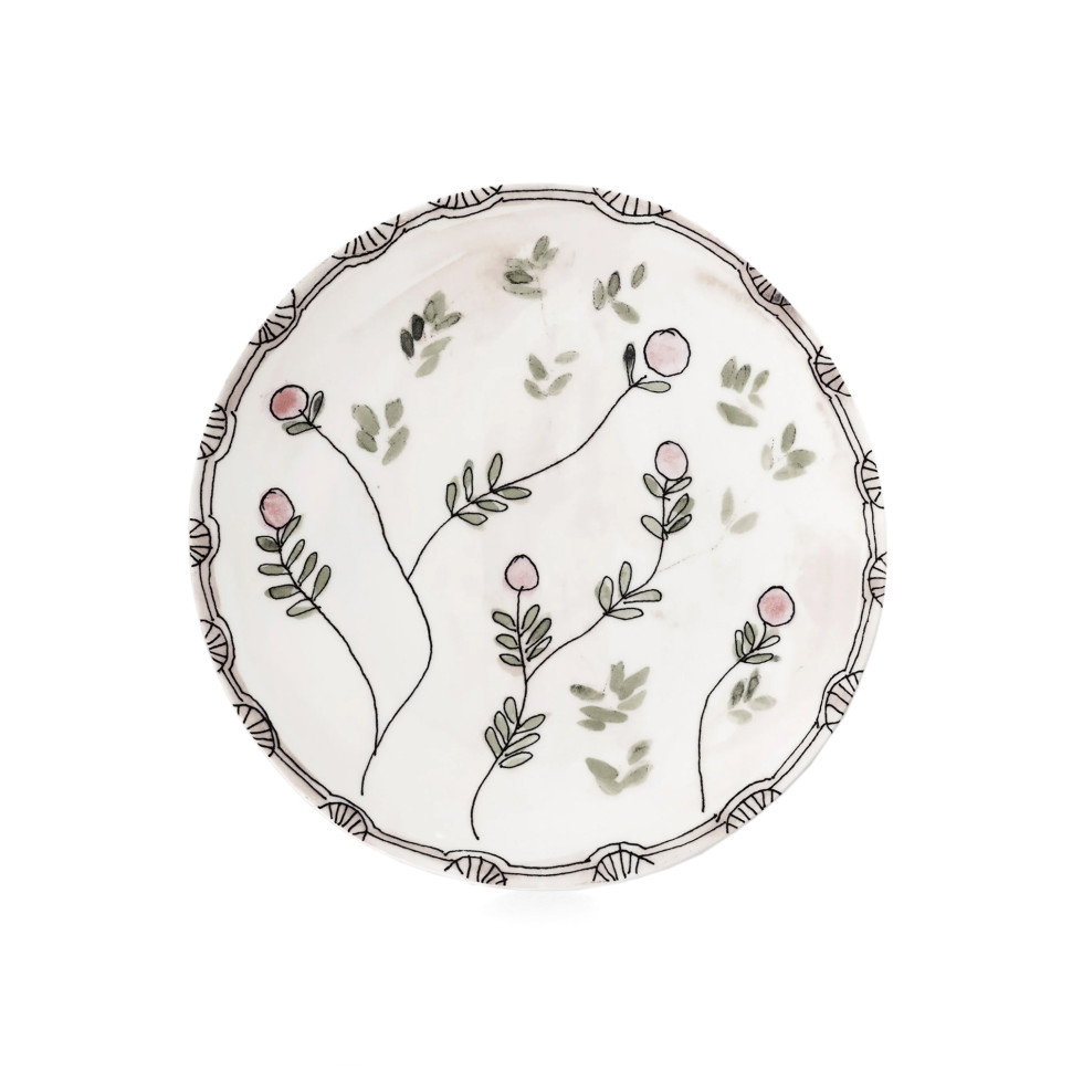 Комплект из 2-х тарелок для завтрака Serax Midnight Flowers, диаметр 20 см, белый, розовый, фарфор