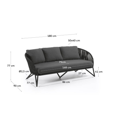 Диван La Forma Branzie 180 x 90 x h77 см, чёрный