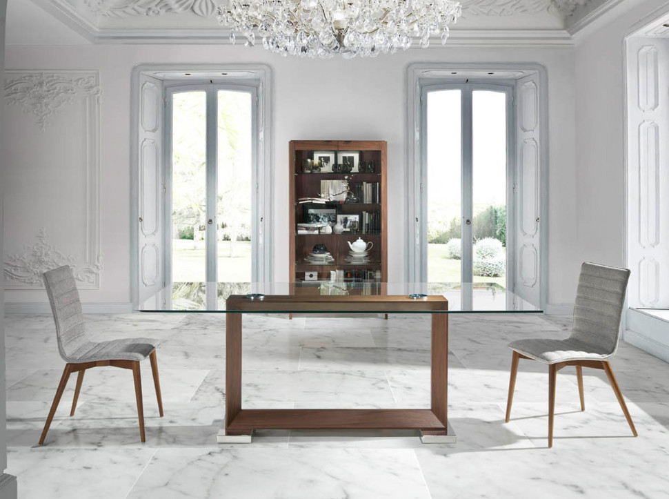 Стул Angel Cerda DC619-SUBLIM02 49 x 56 x h90 см, серый текстиль и орех