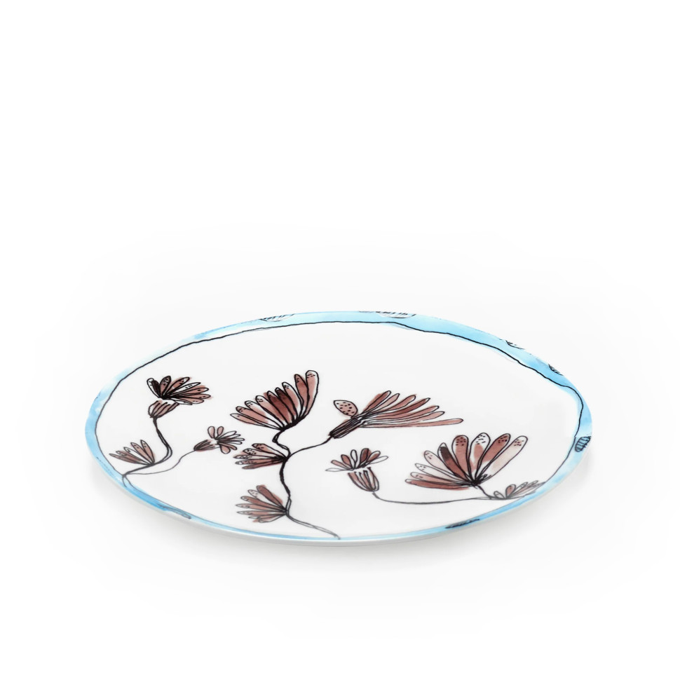 Комплект из 2-х тарелок для завтрака Serax Midnight Flowers, диаметр 20 см, белый/голубой, фарфор