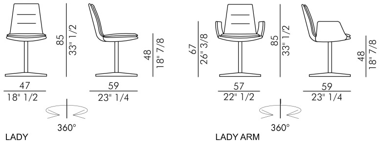 Размеры Офисное кресло Eforma Lady 4 ways