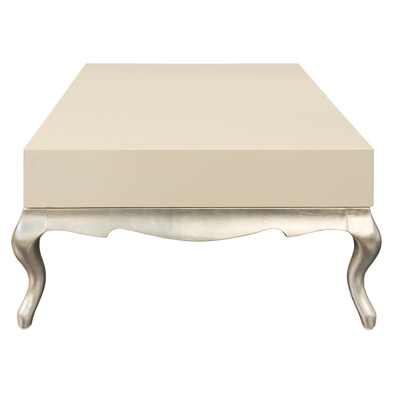 Журнальный стол, отделка перламутровый кремовый лак, серебряное напыление Fratelli Barri Venezia 124,5 x 83,5 x 45,5h nc67382