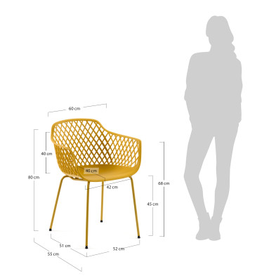 Стул-кресло La Forma Quinn 60 x 55 x h80 см, жёлтый