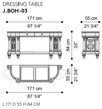 Размеры Туалетный стол Jumbo Collection Bohème