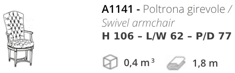 Размеры Кресло Annibale Colombo Time A1141