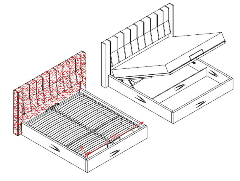Кровать с подъемным механизмом Mod Interiors Vigo 190,6/216,6 x 218,8 x 120h nc67307