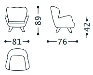 Размеры Кресло Alberta Sixty Размеры Кресло Alberta Sixty