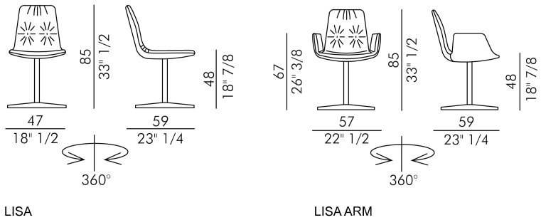 Размеры Офисное кресло Eforma Lisa 4 ways