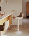 Барный стул La Forma (ex Julia Grup) Zenda 44,5 x 45,5 x h82 см, бежевая синель, матовая белая сталь, регулируемая высота 81–102 см