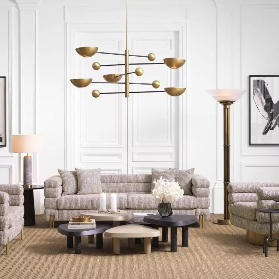 Торшер Eichholtz Figaro 40 x 60 x h195 см, античная латунь и белое стекло