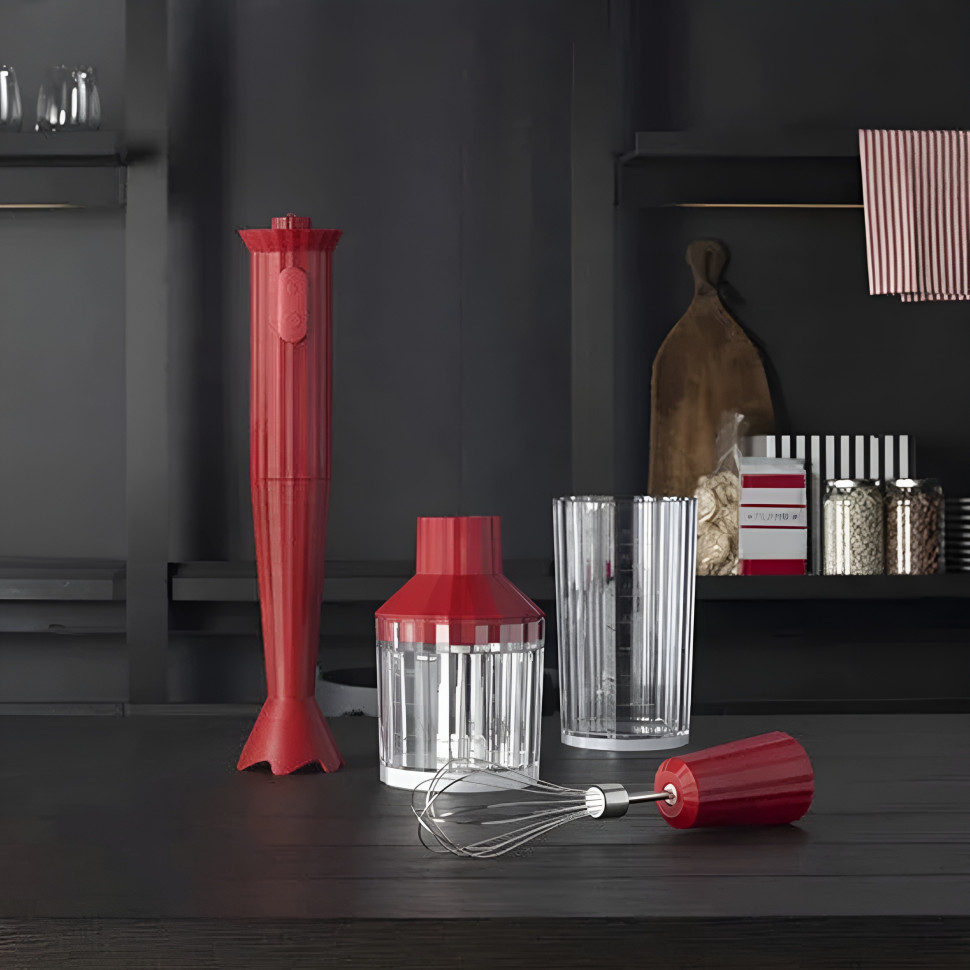 Блендер погружной Alessi Plissé с набором аксессуаров, красный