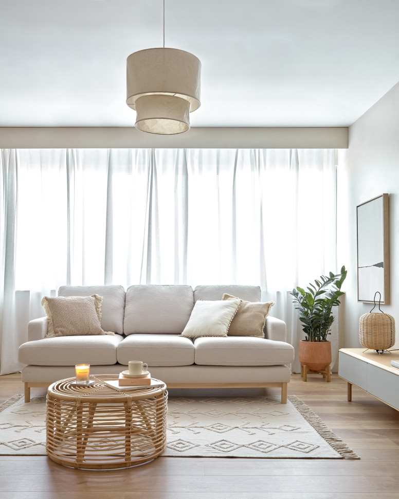 Журнальный столик La Forma Kohana диаметр 65 см, из ротанга, натуральная отделка