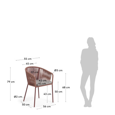 Стул La Forma Yanet 56 x 55 x h79 см, терракотовый