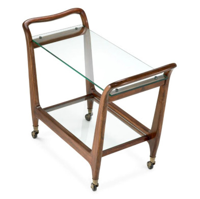 Сервировочный столик Eichholtz Julianne 96 x 45 x h78 см, коричневый, со стеклянной столешницей