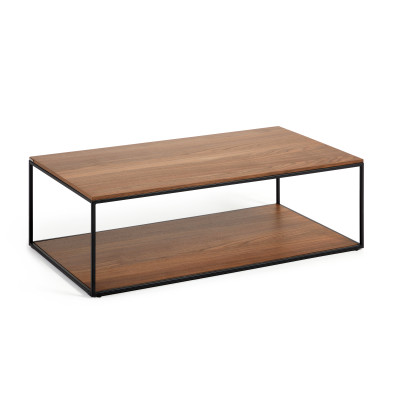 Журнальный столик La Forma Yoana 110 x 60 x h35 см, ореховый шпон, чёрный металл