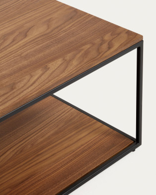 Журнальный столик La Forma Yoana 110 x 60 x h35 см, ореховый шпон, чёрный металл