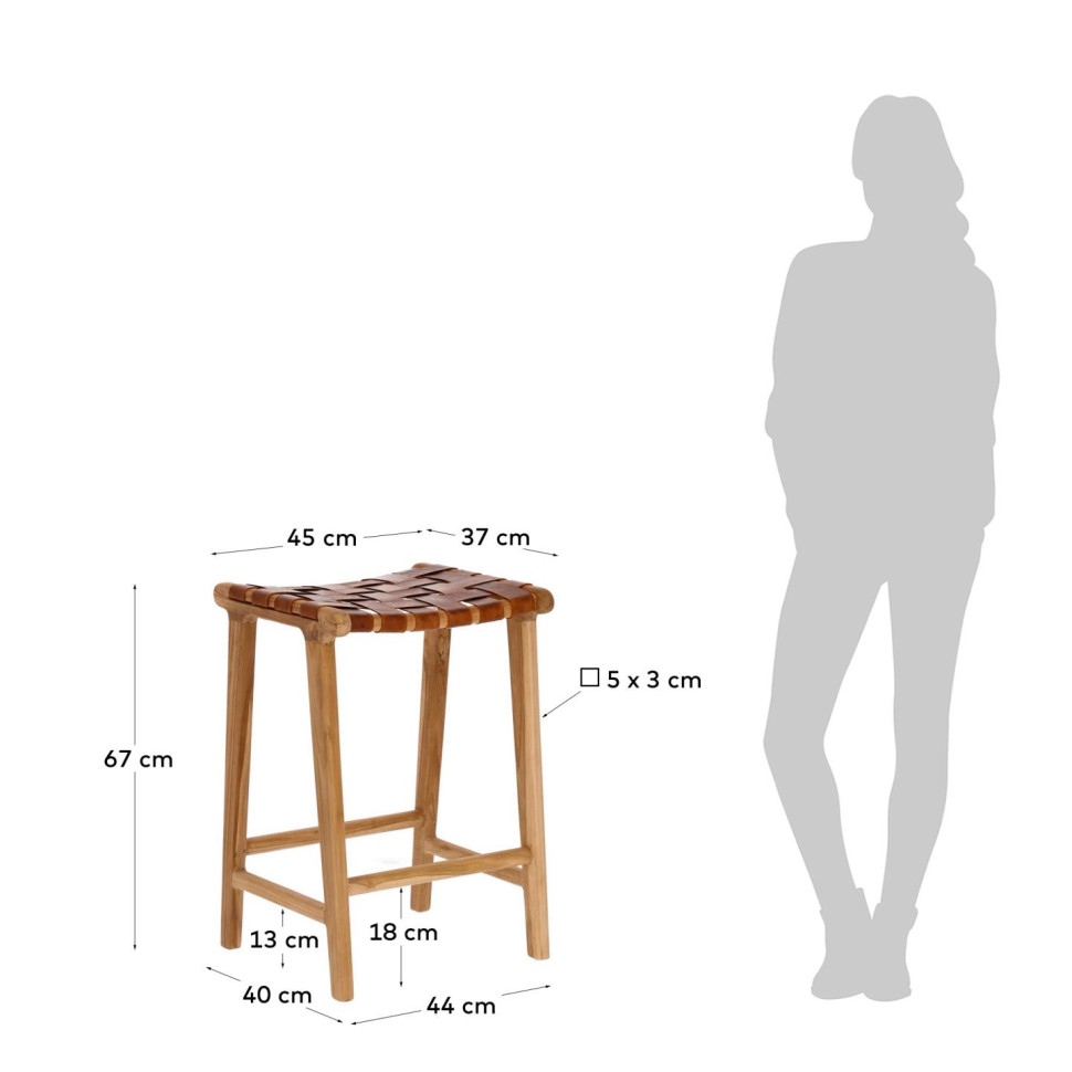 Табурет La Forma Calixta 45 x 40 x h67 см, тик, кожа