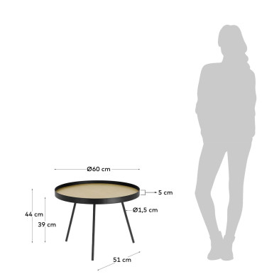 Журнальный столик La Forma Nenet диаметр 60 x h44 см, натуральный