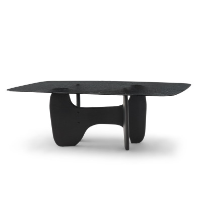 Обеденный стол Fratelli Barri Pirri 220 x 110 x h76 см, со столешницей из чёрного стекла Martellatto