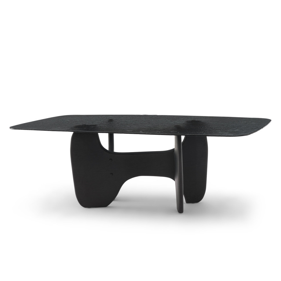 Обеденный стол Fratelli Barri Pirri 220 x 110 x h76 см, со столешницей из чёрного стекла Martellatto