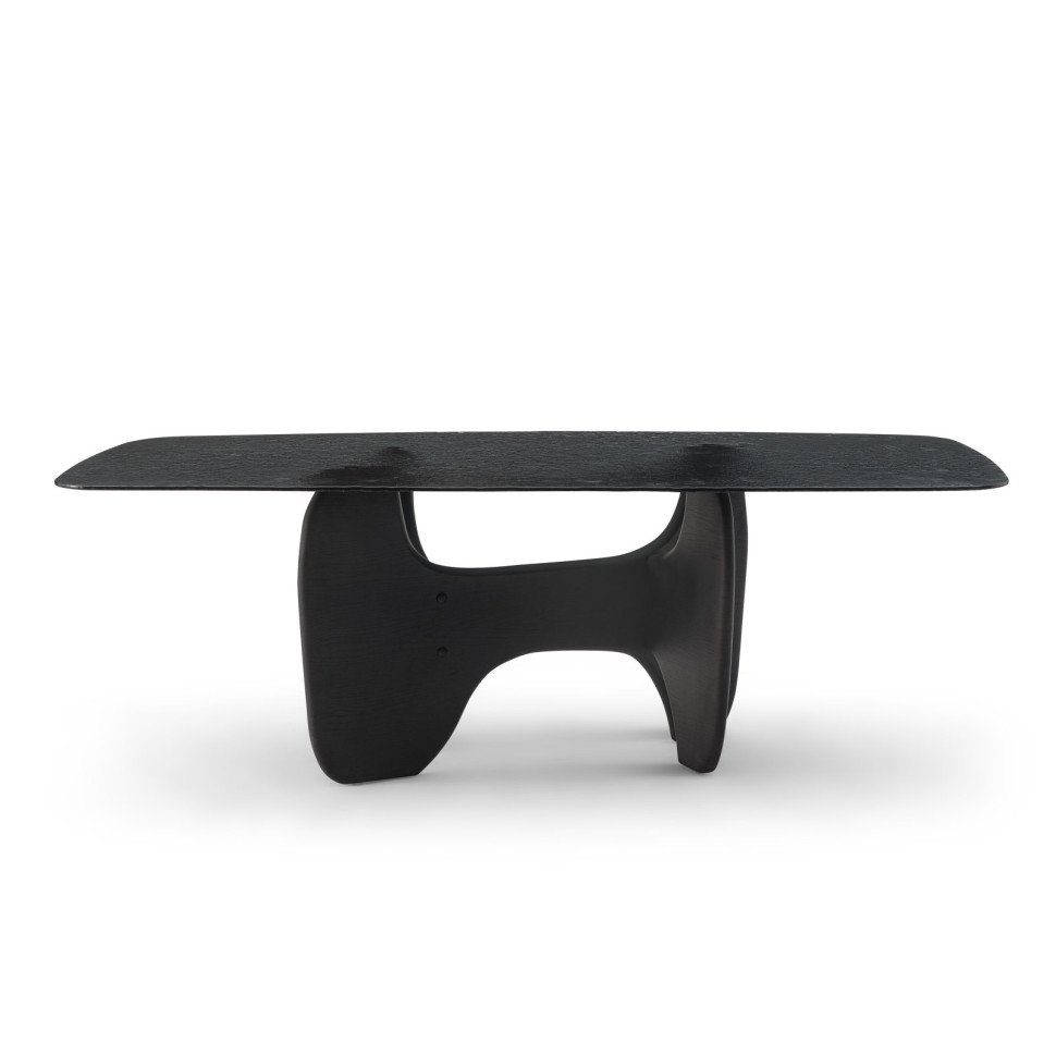 Обеденный стол Fratelli Barri Pirri 220 x 110 x h76 см, со столешницей из чёрного стекла Martellatto - фото товара