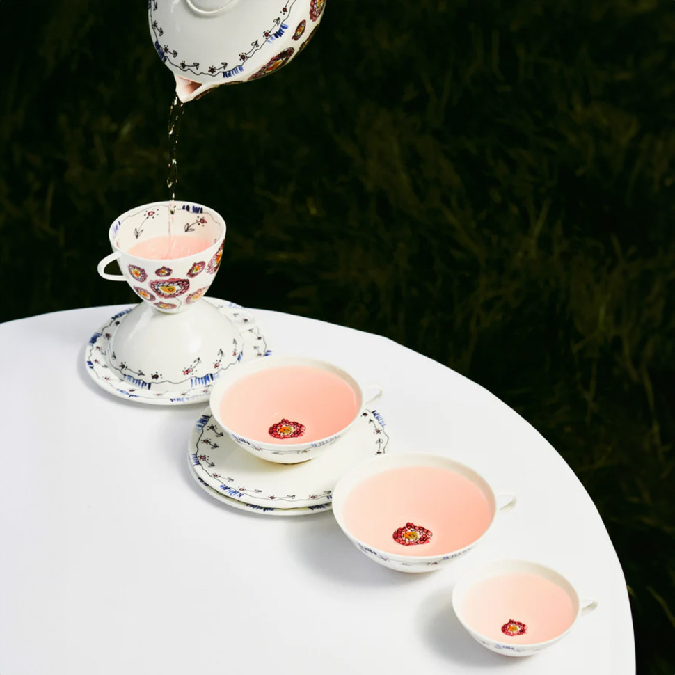 Комплект из 2-х чайных пар Serax Midnight Flowers, диаметр 15,8 см, синий, фарфор