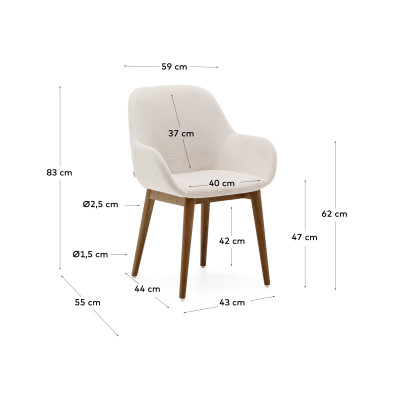 Стул La Forma Konna 59 x 55 x h83 см, бежевый, с ножками из ясеня