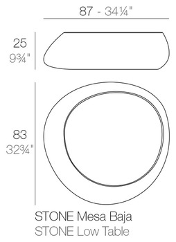 Размеры Журнальный стол Vondom Stone
