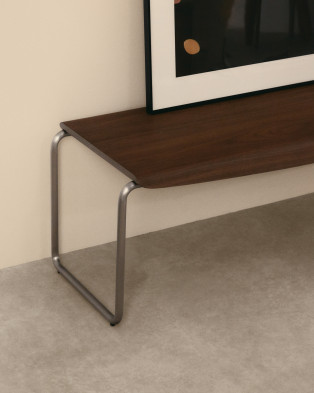 Скамейка La Forma Tarsel 142,5 x 45,5 x h44,5 см, из 100% орехового шпона и матовой стали