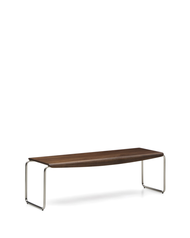 Скамейка La Forma Tarsel 142,5 x 45,5 x h44,5 см, из 100% орехового шпона и матовой стали - стиль