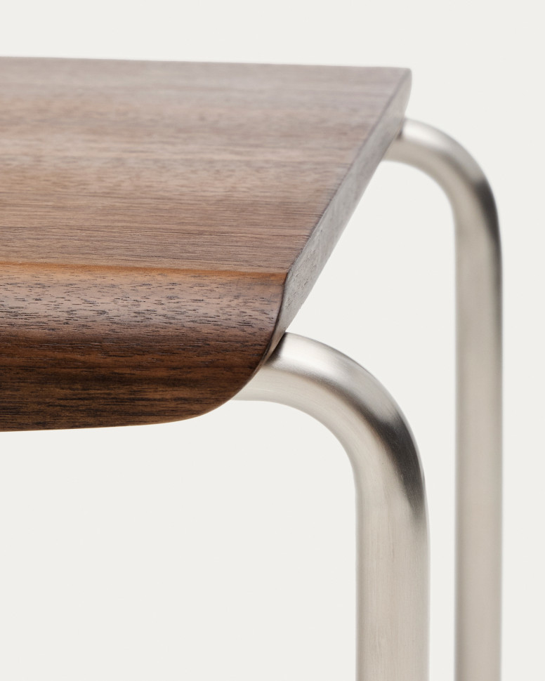 Скамейка La Forma Tarsel 142,5 x 45,5 x h44,5 см, из 100% орехового шпона и матовой стали