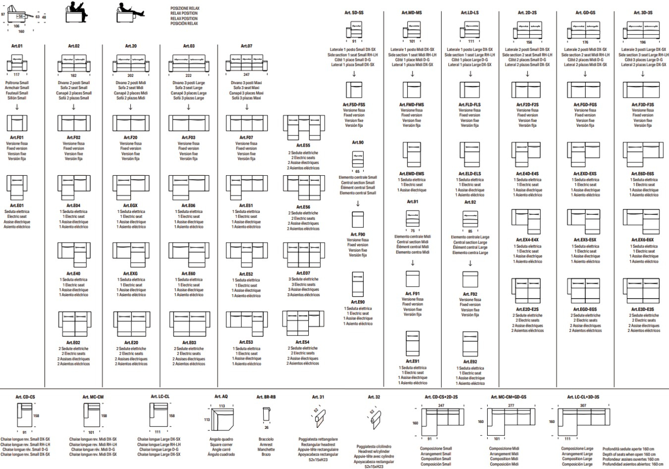 Размеры Диван Felis Eros Размеры Диван Felis Eros