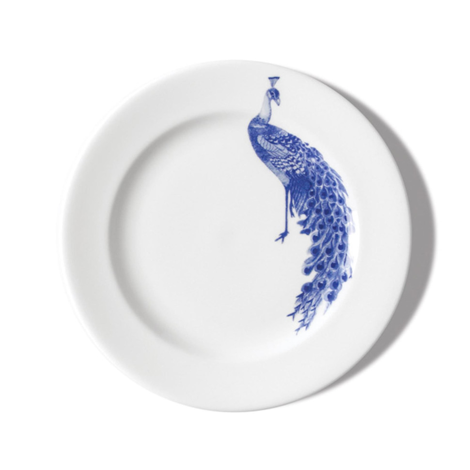 Тарелка десертная "Павлин" SchonhuberFranchi Shabbychic Collection, диаметр 21 см, белый, синий, фарфор