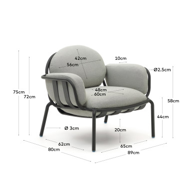 Кресло La Forma Joncols 89 x 80 x h75 см, серое