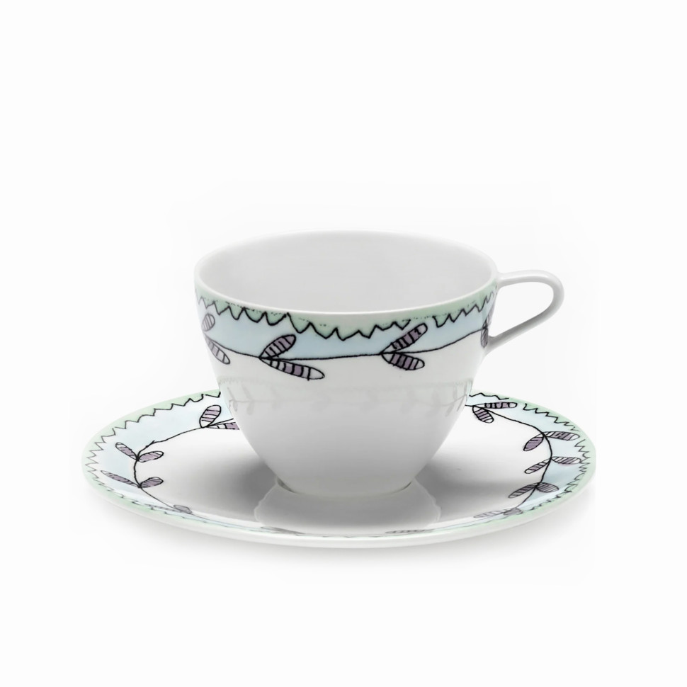 Комплект из 2-х чашек для кофе Serax Midnight Flowers, диаметр 11,5 см, голубой, фарфор