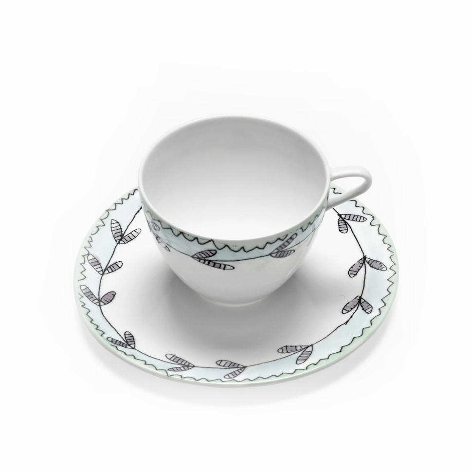 Комплект из 2-х чашек для кофе Serax Midnight Flowers, диаметр 11,5 см, голубой, фарфор