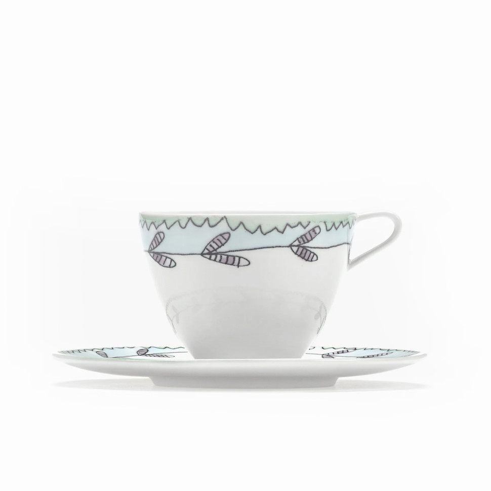 Комплект из 2-х чашек для кофе Serax Midnight Flowers, диаметр 11,5 см, голубой, фарфор