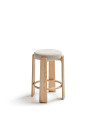 Барный табурет La Forma Granite 51 x 51 x h75 см, из бежевого шенилла и массива ясеня в натуральной отделке