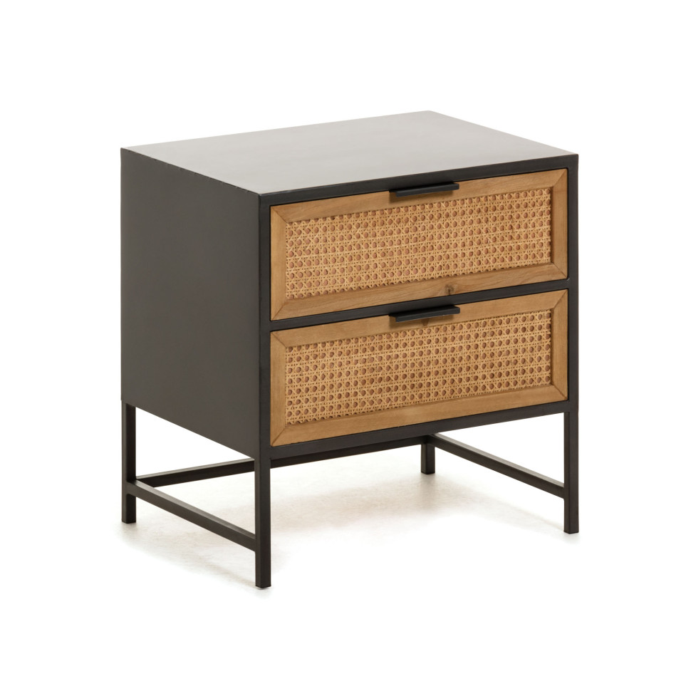 Прикроватная тумбочка La Forma Kyoko 50 x 38 x h51 см, натуральный, чёрный