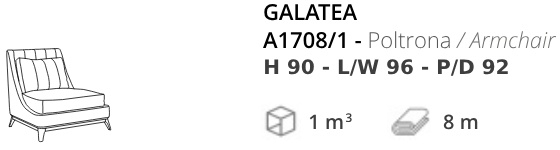 Размеры Кресло Annibale Colombo Today A1708/1 Galatea