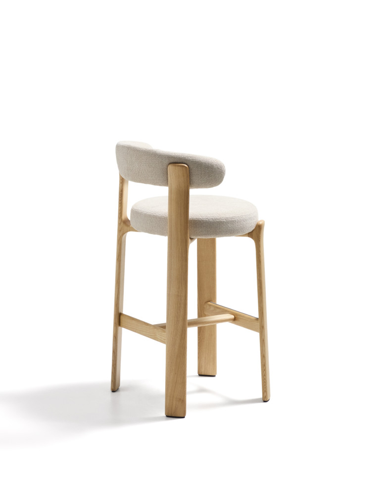 Барный стул La Forma Granite 53 x 52 x h100 см, бежевый, из синели и ясеня, высота сиденья 75 см